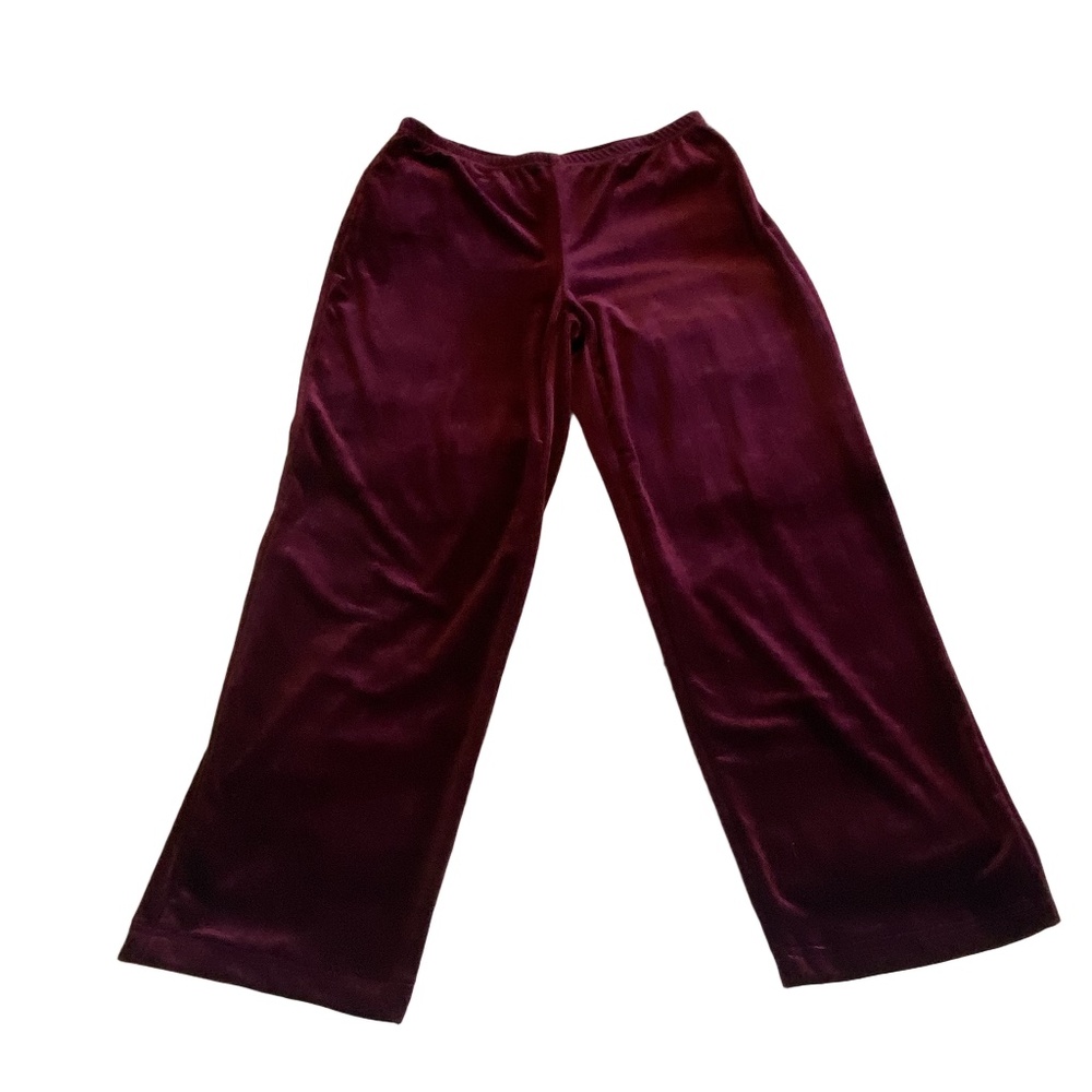 Believe Burgundy Velour Straight Leg Pants Y2K Lounge Size 8 - Picture 12 of 16